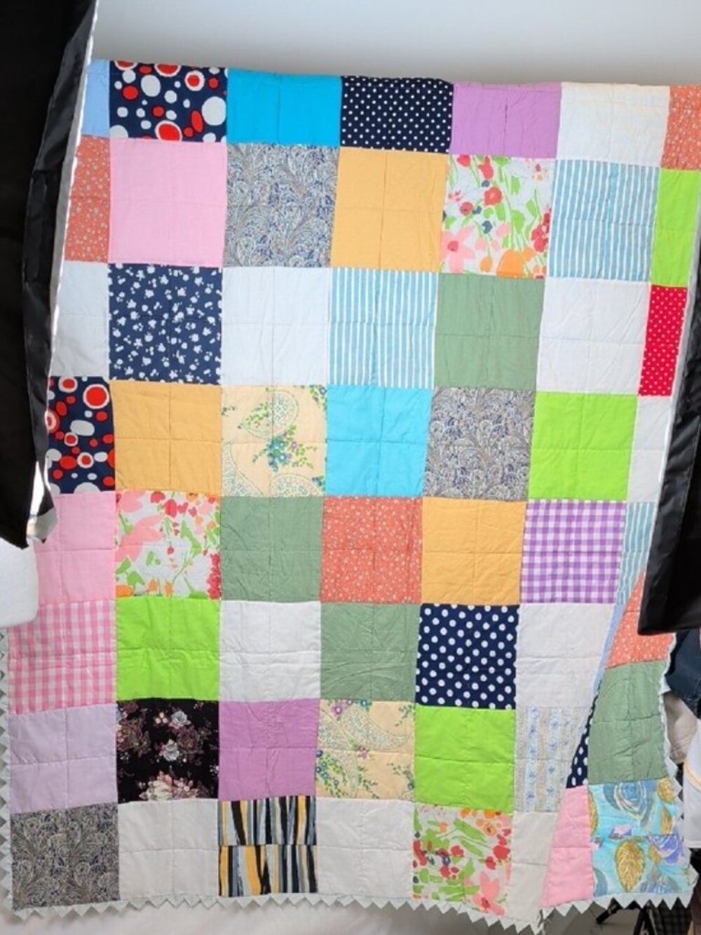 Vintage Handmade Patchwork Full / Queen Quilt - Picture 6 of 13